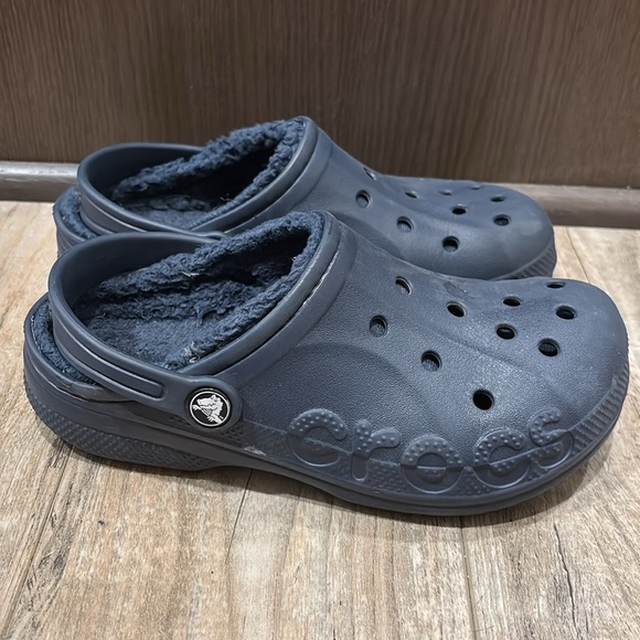 Crocs Baya Lined‎ Navy Blue Comfort Clogs Shoes Size 3 Youth - Picture 5 of 6